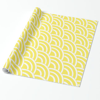 Canary Yellow and White Fans Wrapping Paper