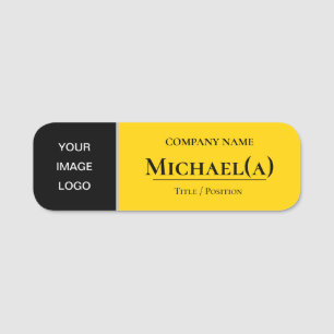 Canary Yellow Black Modern Business Logo Name Tag