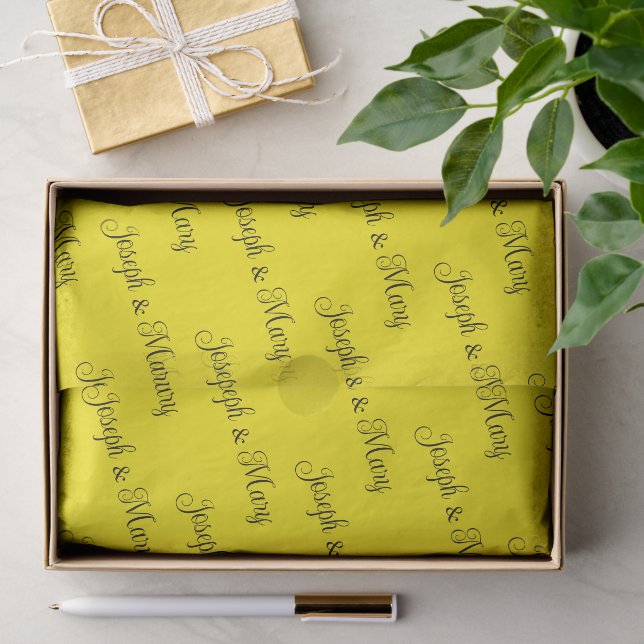 Canary Yellow & Black Script Modern Wedding Tissue Paper (Gift)