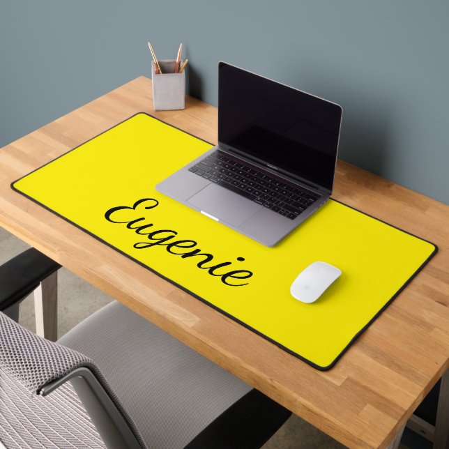 Canary Yellow Elegant Name | Trendy Minimalist Desk Mat (Office 2)