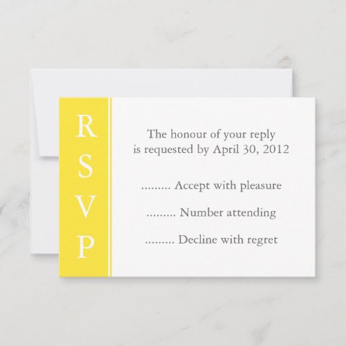 Canary Yellow Event RSVP or Reply Card