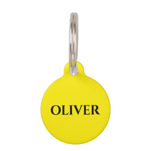 Canary Yellow Minimalist Cat Dog Name Address Pet ID Tag