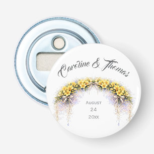 Canary Yellow Romantic Freesia  Floral Wedding Bottle Opener