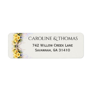 Canary Yellow Romantic Freesia Floral Wedding Label