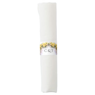 Canary Yellow Romantic Freesia  Floral Wedding Napkin Bands