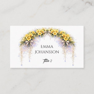Canary Yellow Romantic Freesia  Floral Wedding Place Card