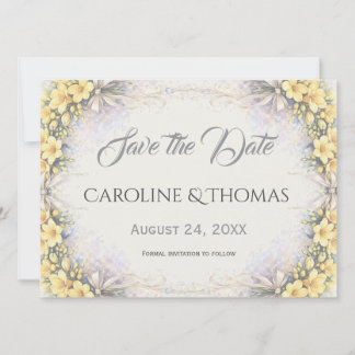 Canary Yellow Romantic Freesia  Floral Wedding Save The Date