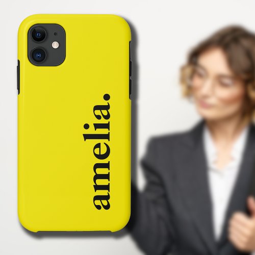 Canary Yellow Solid Color Elegant Name  iPhone 11 Case