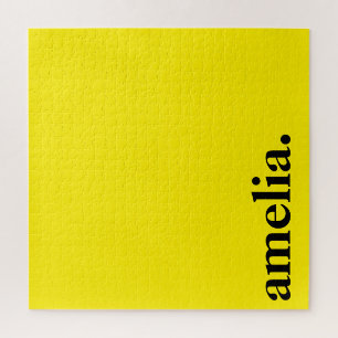 Canary Yellow Solid Color Elegant Name Jigsaw Puzzle