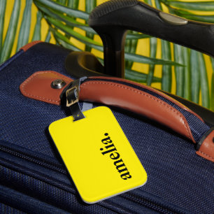 Canary Yellow Solid Color Elegant Name  Luggage Tag