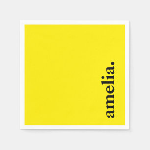 Canary Yellow Solid Color Elegant Name  Napkins