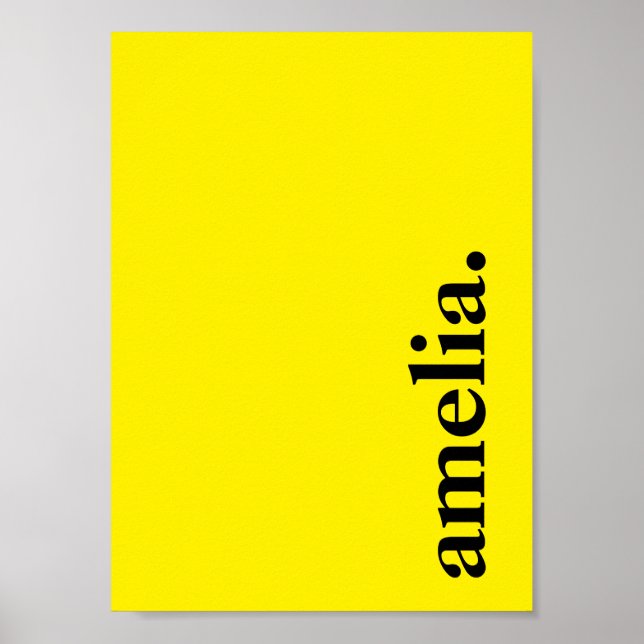 Canary Yellow Solid Color Elegant Name  Poster (Front)
