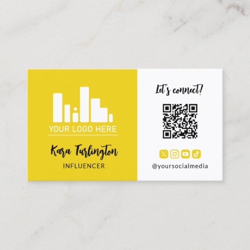 Canary Yellow Your Logo QR Code Photo Social Media Business Card