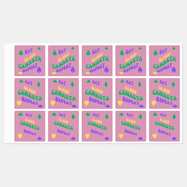 Canasta Enthusiast Mantra Eat Sleep Canasta repeat Labels (Sheet)
