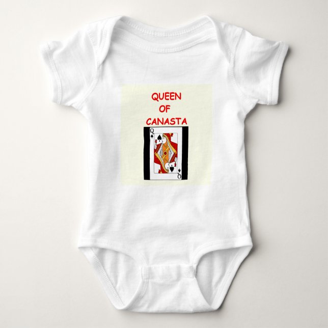 canasta joke 6 baby bodysuit (Front)