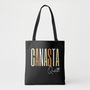 Canasta queen in brown letters tote bag
