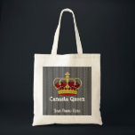 Canasta Queen Tote Bag<br><div class="desc">Harringbone background with Red Crown</div>