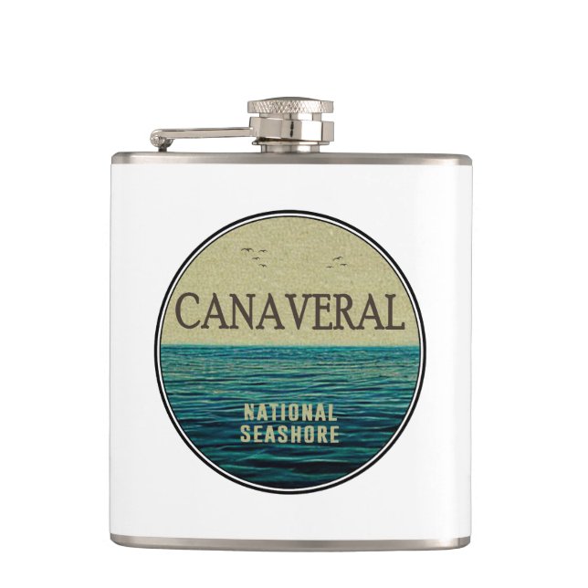 Canaveral National Seashore Florida Ocean Birds Flask (Front)