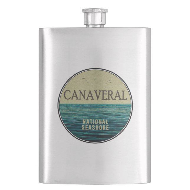 Canaveral National Seashore Florida Ocean Birds Flask (Front)