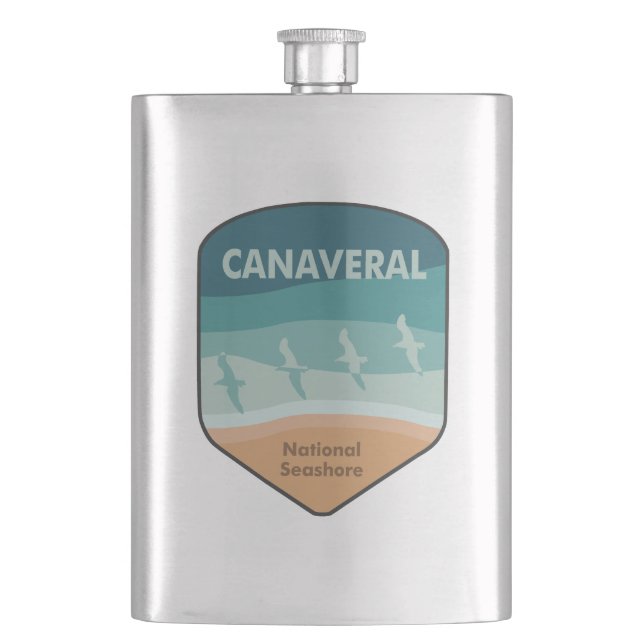 Canaveral National Seashore Florida Seagulls Flask (Front)