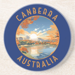 Canberra Australia Retro Distressed Circle Coaster