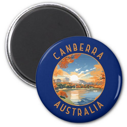 Canberra Australia Retro Distressed Circle Magnet