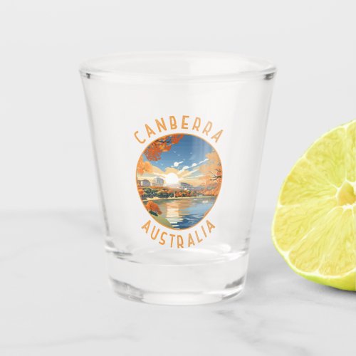 Canberra Australia Retro Distressed Circle Shot Glass