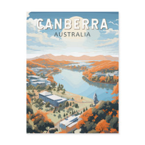 Canberra Australia Travel Art Vintage Postcard