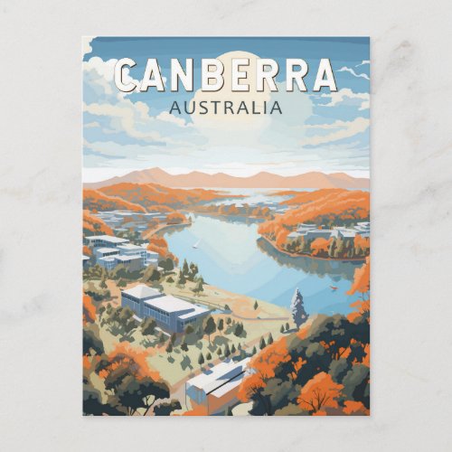 Canberra Australia Travel Art Vintage Postcard