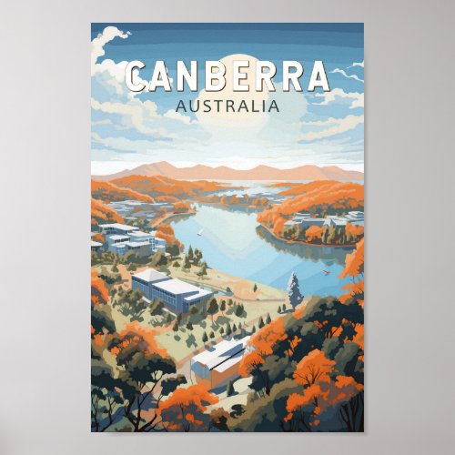 Canberra Australia Travel Art Vintage Poster