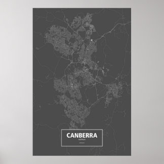 Canberra, Australia (white on black) Poster