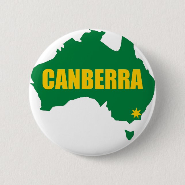 Canberra Green and Gold Map Pinback Button (Front)