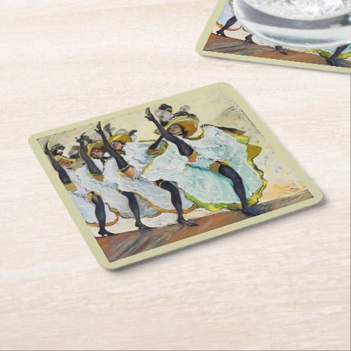 Cancan Dancers Square Paper Coaster