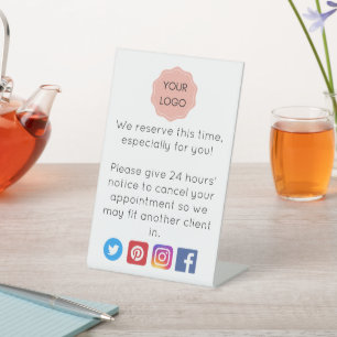 Cancelation notice for salon or spa pedestal sign