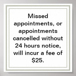 Cancelation policy for a service business poster