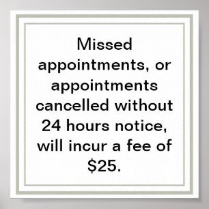 Cancelation policy for a service business poster