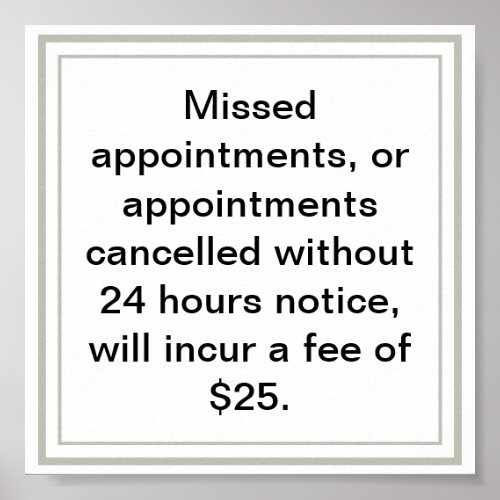 Cancelation policy for a service business poster