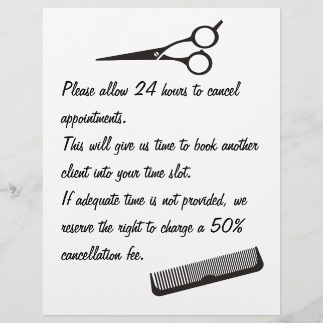 Cancelation policy letterhead (Front)