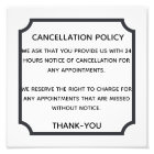 Cancelation policy poster for salon or spa