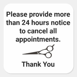 Cancelation policy square sticker
