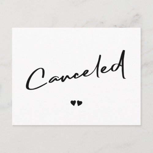Canceled black and white cancel announcement postcard