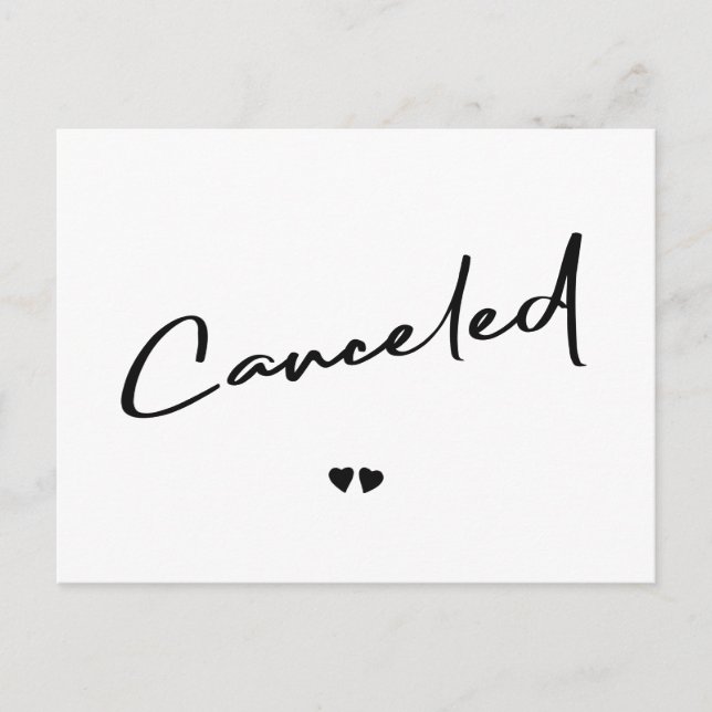 Canceled black and white cancel announcement postcard (Front)