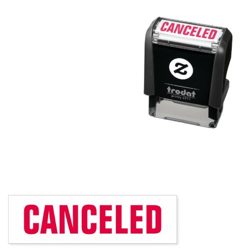 Canceled Business Office Supplies Red Self_inking Stamp