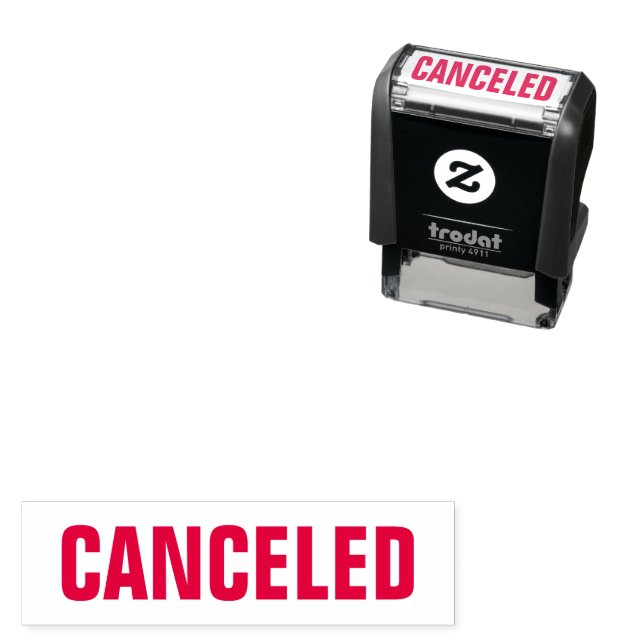 Canceled Business Office Supplies Red Self-inking Stamp (In Situ)