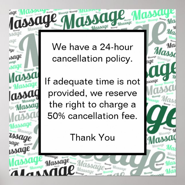 Cancellation policy poster (Front)