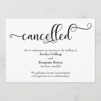 Cancelled Wedding Calligraphy Announcement Card