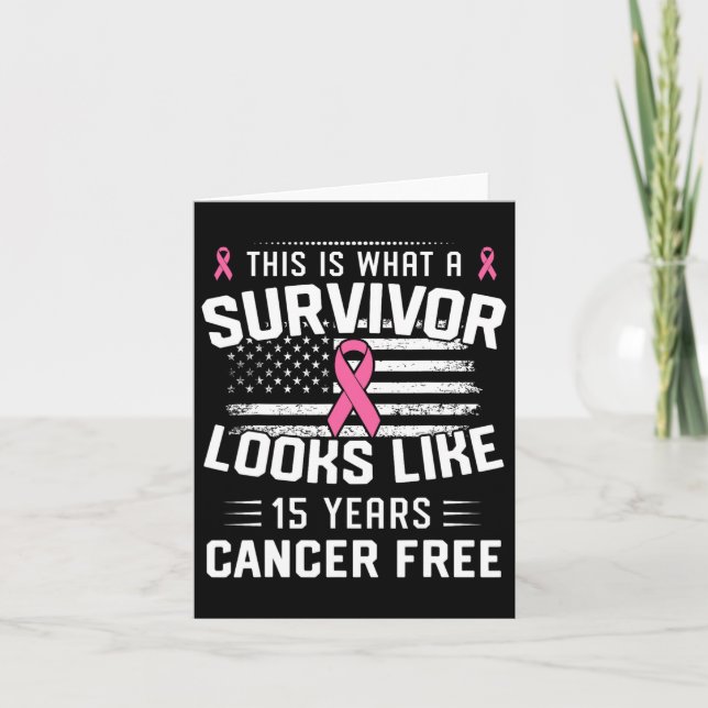Cancer 15 Years Survivor Of Being Breast Cancer Fr Card (Front)