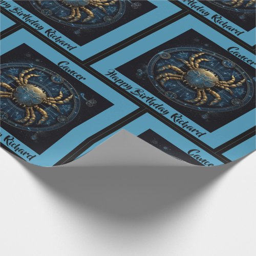 Cancer Add Name Birthday Horoscope Gift Wrapping Paper