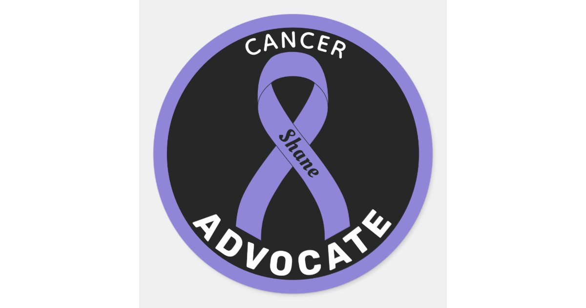 Cancer Advocate Ribbon Black Round Sticker | Zazzle