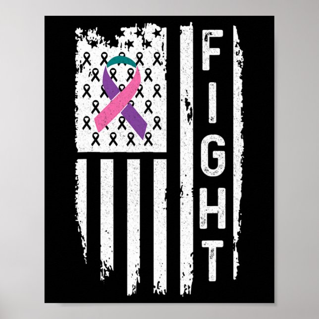 Cancer American Flag Awareness  Poster (Front)